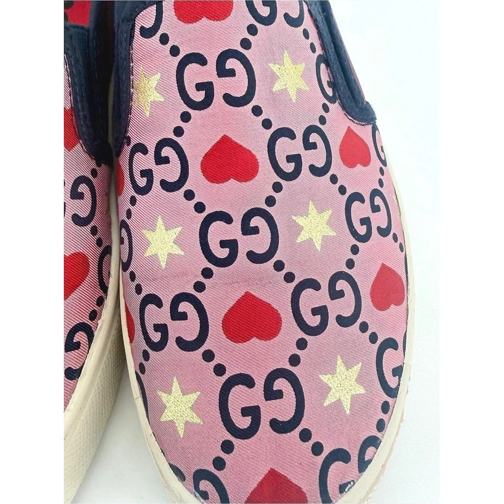 Respoke Gucci Silk Scarf Slip On Sneakers Pink Heart Star GG Monogram size‎ 6 36